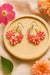 Tahera Pink and Red Floral Hoop Earrings.