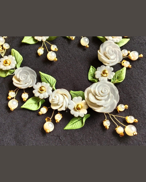 White Rose Garden Handmade Jewelry Set