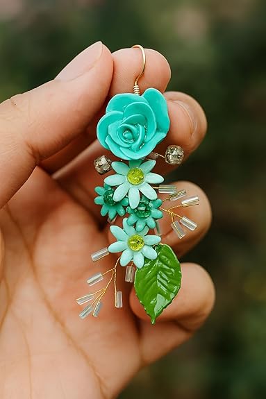 Tahera Handcrafted Floral Earrings for Women.