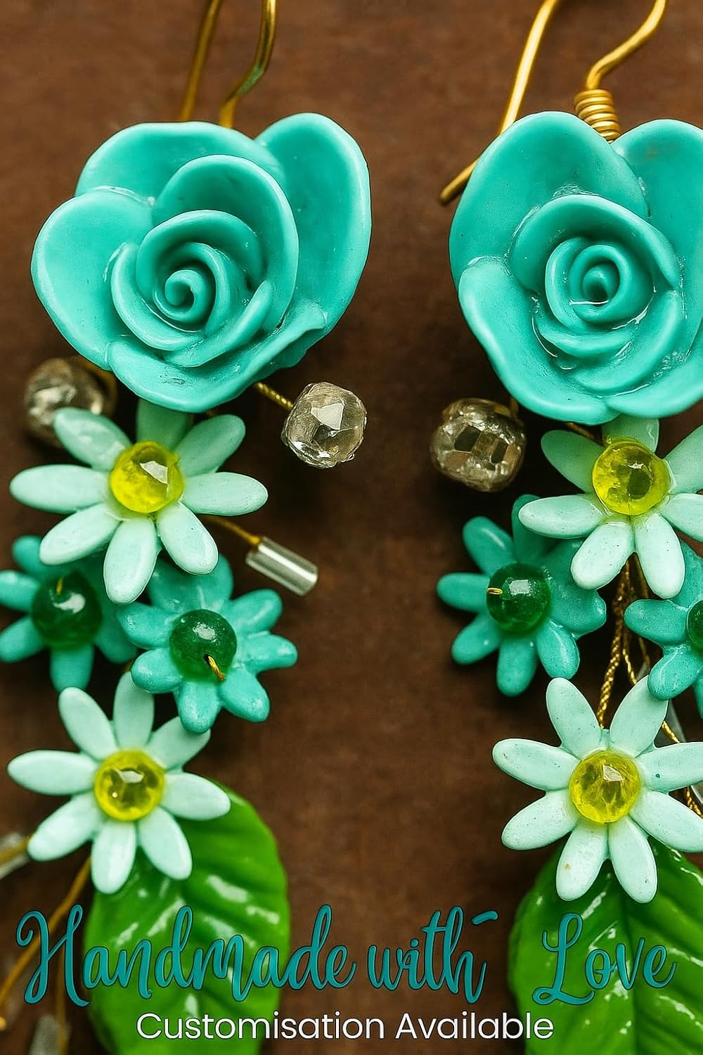 Tahera Handcrafted Floral Earrings for Women – Turquoise Flower Dangle Jewelry Rakshabandhan Gift Lightweight Handmade Earring.