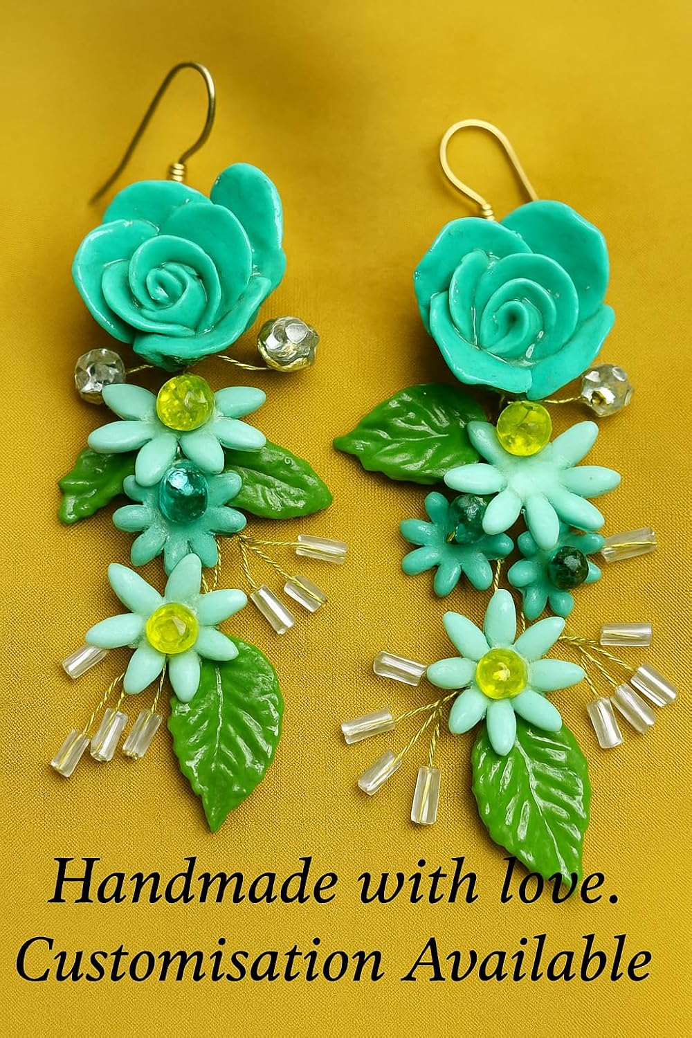 Tahera Handcrafted Floral Earrings for Women – Turquoise Flower Dangle Jewelry Rakshabandhan Gift Lightweight Handmade Earring.