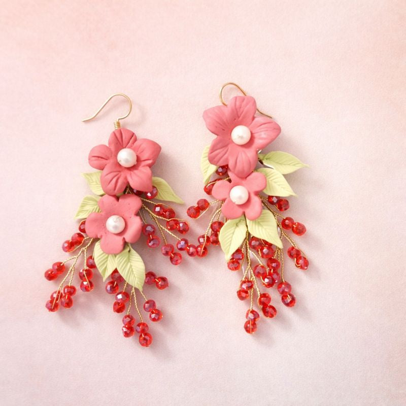 Rosé Garden Handmade Floral Earrings