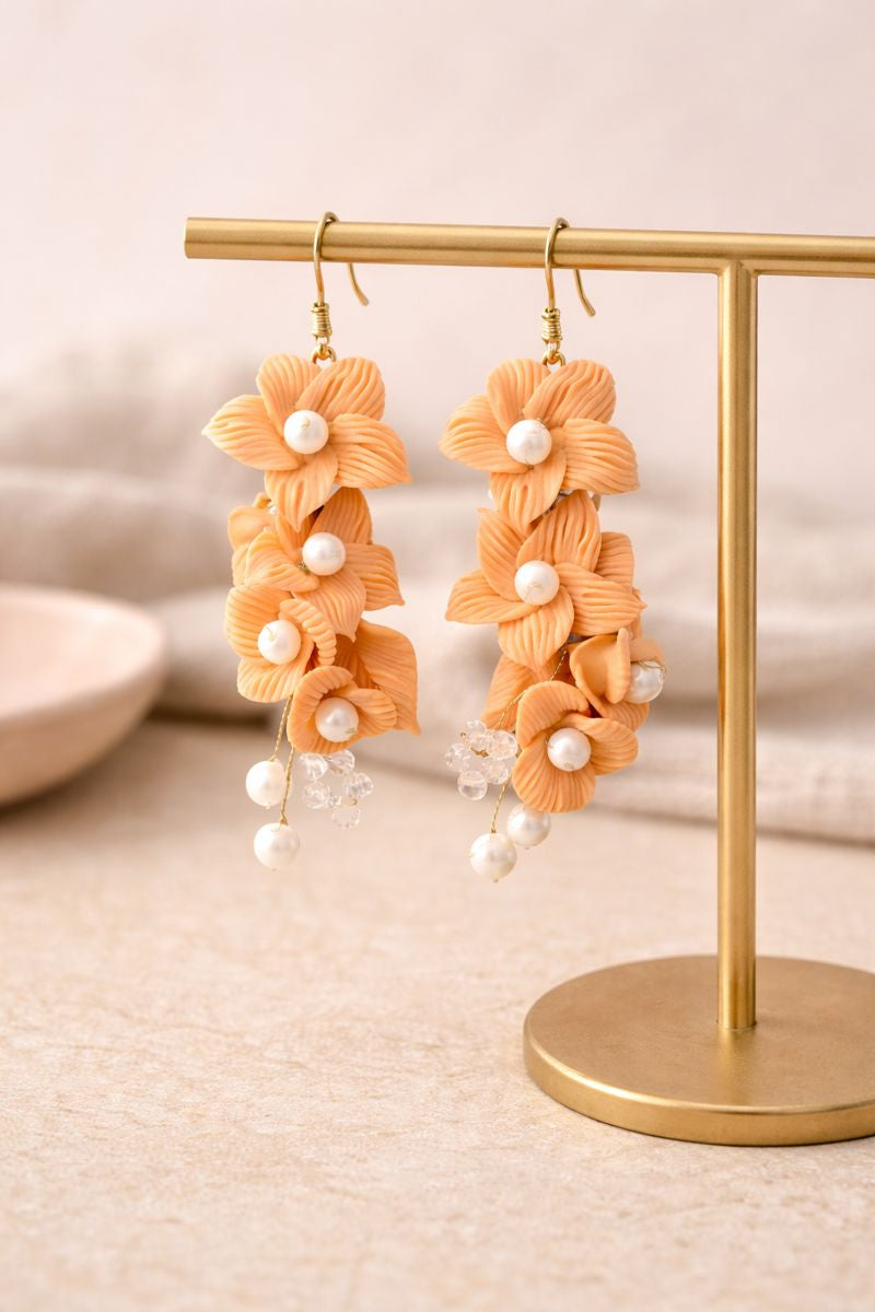 Blossom Pearl Handmade Clay Earrings