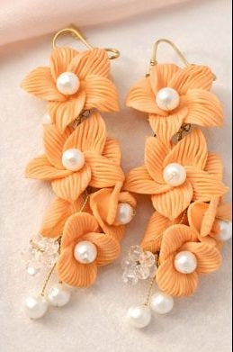 Blossom Pearl Handmade Clay Earrings