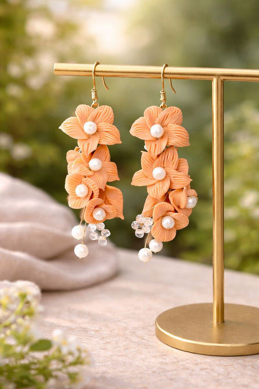 Blossom Pearl Handmade Clay Earrings