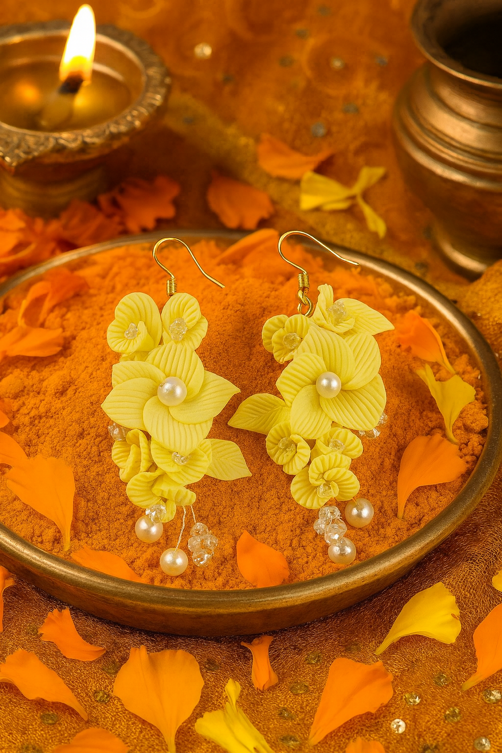 Haldi / Mehndi Clay Beads Earrings