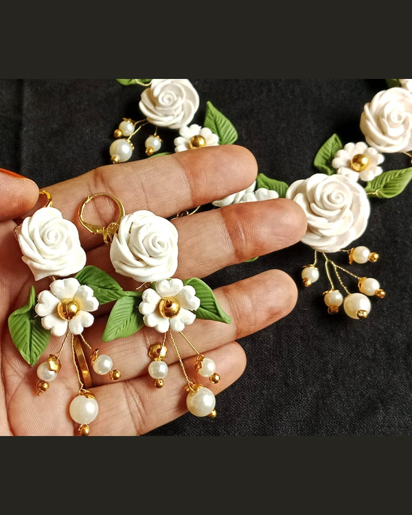 White Rose Garden Handmade Jewelry Set